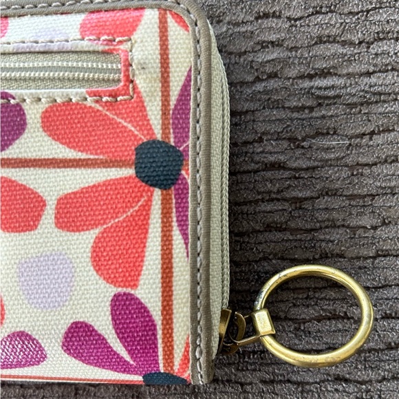 Fossil Pink and Purple Floral Zip Around Wallet Coated Canvas - Picture 6 of 7